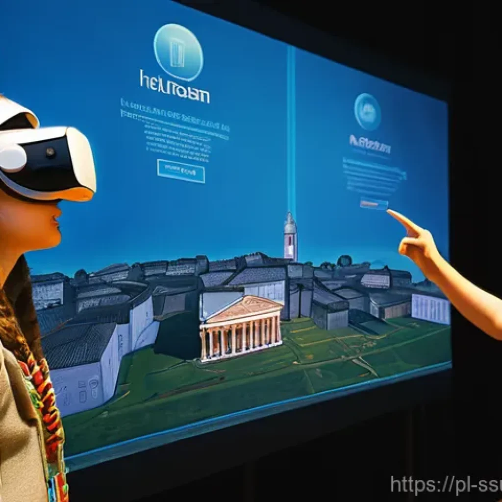 몰입형 학습을 위한 첨단 기술 활용 - **Prompt:** A group of diverse Polish high school students, wearing modern, sleek virtual reality he...