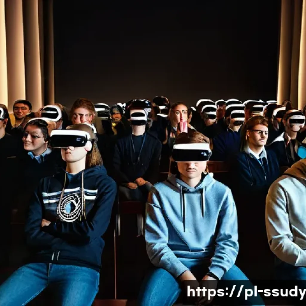 몰입형 학습 환경의 국제적 사례 비교 - **Immersive VR History Lesson in Poland:** A group of diverse Polish high school students, aged arou...