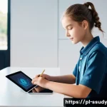 AI를 활용한 몰입형 학습 환경 개선 - **Personalized AI Learning:**
    "A bright, engaged teenage student, dressed in casual, modern atti...