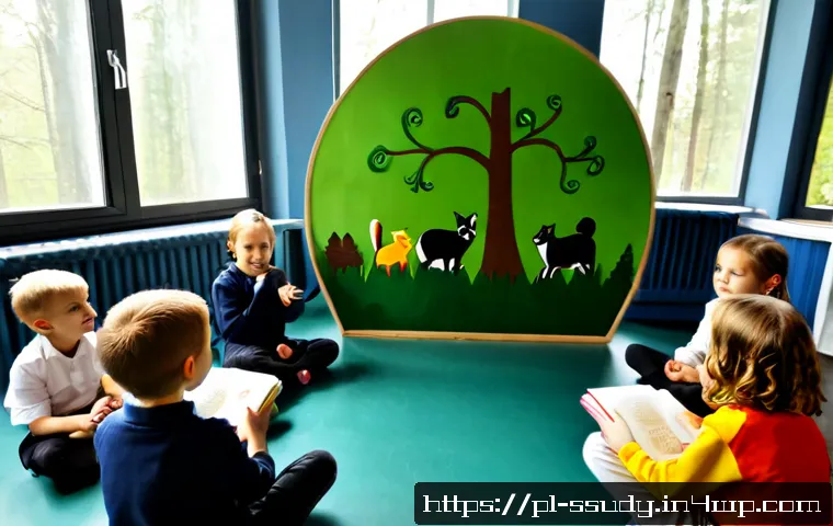 Home 17 몰입형 학습을 위한 스토리텔링 기법 - Photorealistic Polish primary school classroom during an immersive storytelling lesson, warm and att...